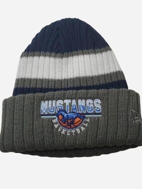 New Era Mustangs Basketball Beanie Mens One Size Knit Hat Striped Embroidered